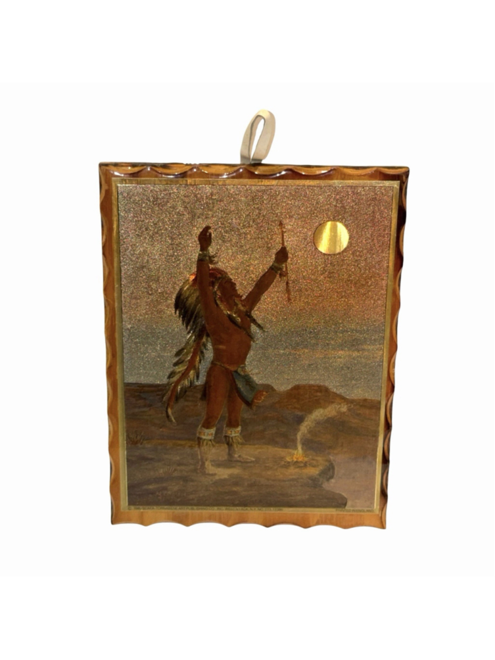 Native American “O Great Spirit” 1989 Scafa Tornabene Lacquer Shimmery Foil Art